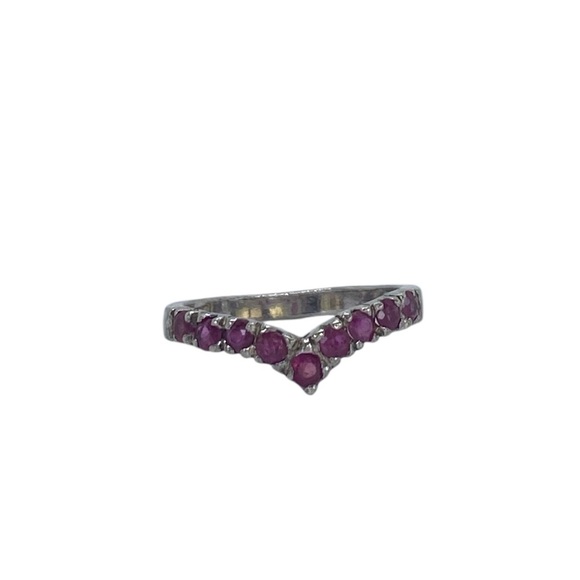 925 Sterling Silver Ruby Chevron Classic Wishbone Ring Size 6.25 - Picture 5 of 10
